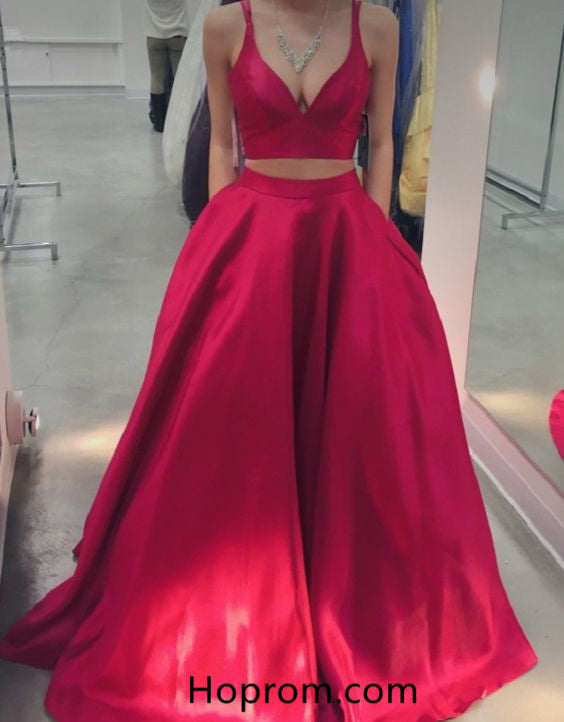 Elegant Red Two Piece Prom Dresses, Formal Evening Dress Hoprom Elegant Red Two Piece Prom Dresses, Formal Evening Dress Hoprom