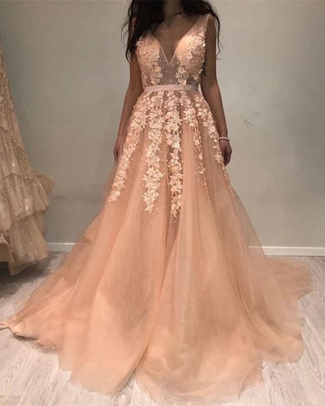 Applique Lace Straps Prom Dresses Plunge V Neck Formal Evening Dress Hoprom Applique Lace Straps Prom Dresses Plunge V Neck Formal Evening Dress Hoprom