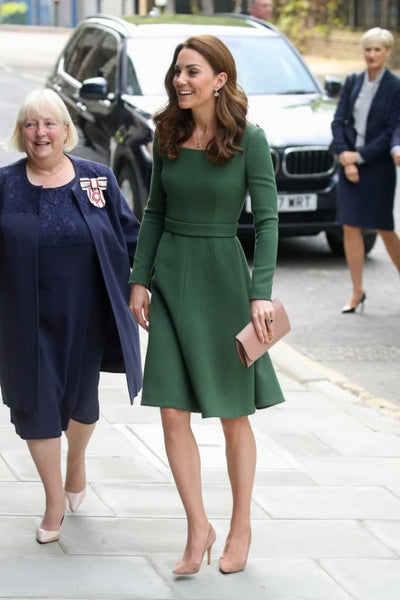 Green Princess Kate Middleton Short Long Sleeves Dress Knee Length Prom Celebrity Cocktail Dress