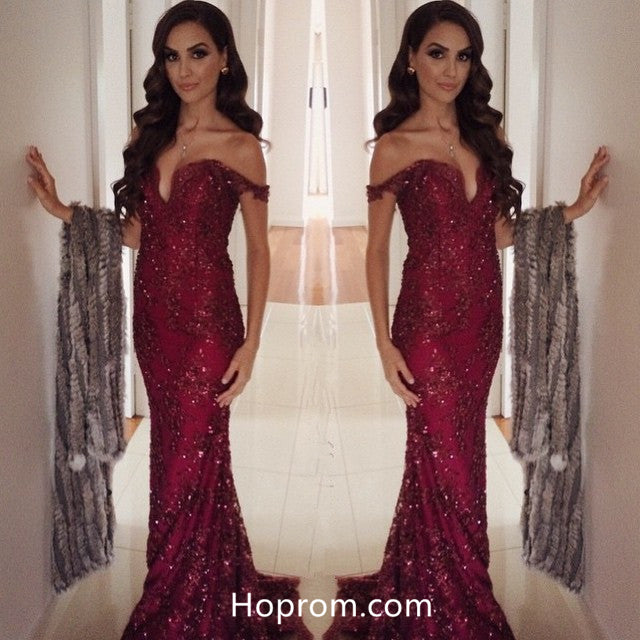 Off The Shoulder Burgundy Prom Dresses, Sparkly Sexy Evening Dresses Hoprom Off The Shoulder Burgundy Prom Dresses, Sparkly Sexy Evening Dresses Hoprom
