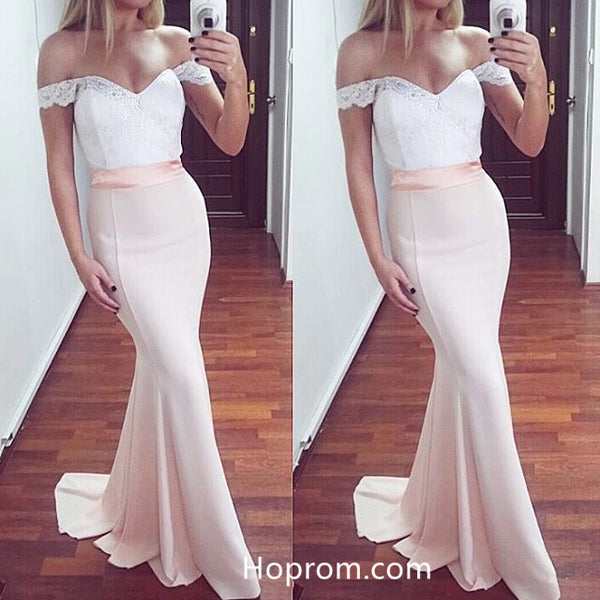 Lace Off the shoulder Prom Dress, Sweetheart Mermaid Prom Dresses