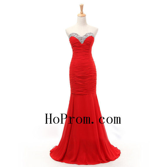 Red Mermaid Prom Dresses,Long Prom Dress,Evening Dress