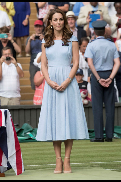 Blue Princess Kate Middleton Cocktail Dress Prom Red Carpet Celebrity Formal Evening Dress Wimbledon