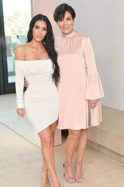White Kim Kardashian (Kim K) Mini Off The Shoulder Wrap Dress Prom Celebrity Dress KKW Beauty Launch