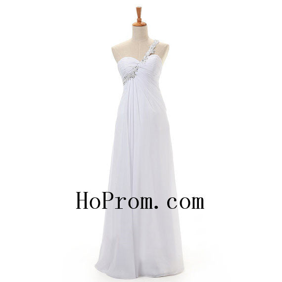 Applique White Prom Dresses,One Shoulder Prom Dress,Evening Dress