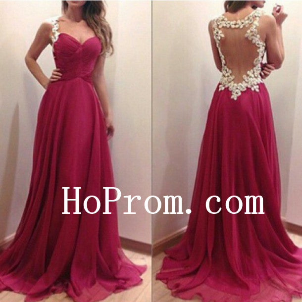 Backless Prom Dresses,Red  Prom Dress,Long Evening Dress