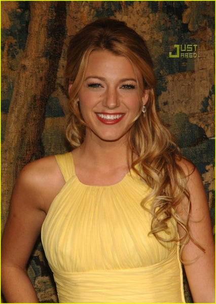 Yellow Blake Lively Round Neck Dress Ruched Prom Red Carpet Dress 69th Regiment Armory