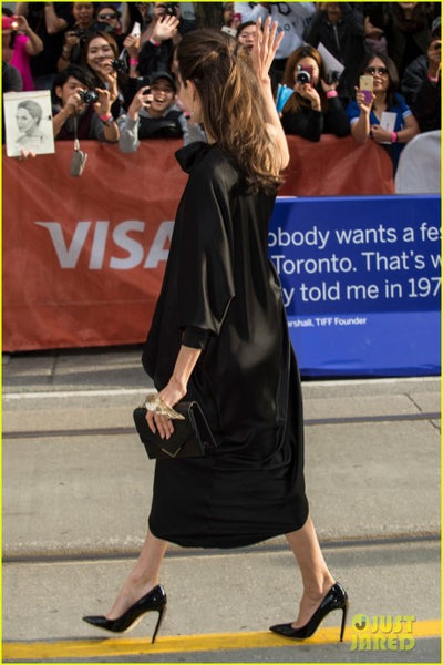 Black Angelina Jolie One Sleeve Red Carpet Celebrity Dress 'First They Killed My Father' TIFF Premiere