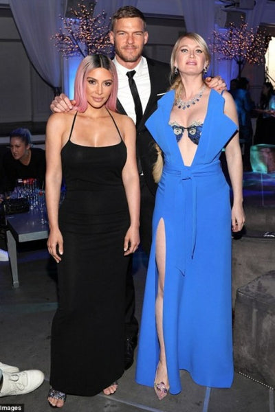 Black Kim Kardashian (Kim K) Open Back Dress Halter Prom Celebrity Evening Formal Dress Music Release Party