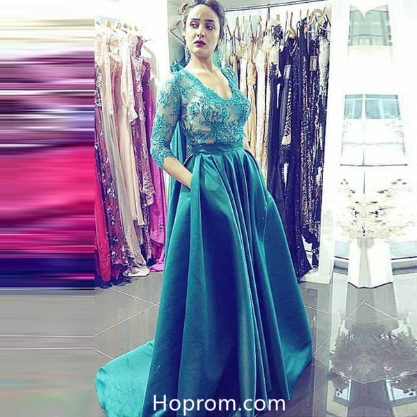 V-neck Appliques Prom Dress, Elegant Prom Formal Dresses