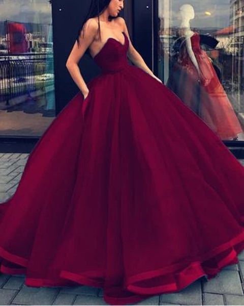 Strapless Organza Sexy Prom Dresses Ball Gown V Neck Evening Dresses