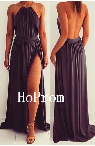 Backless Chiffon Prom Dresses,Halter Prom Dress,Evening Dress