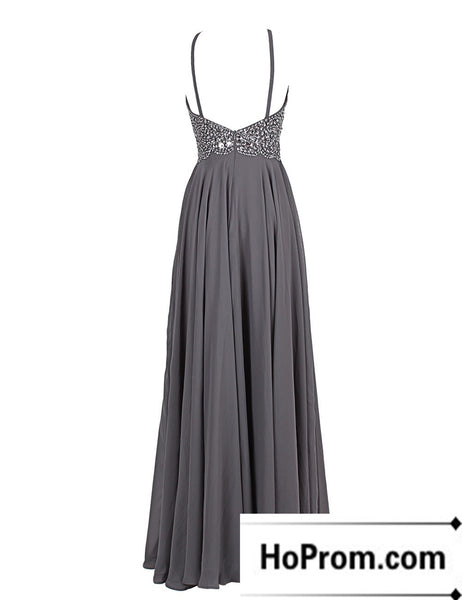 Backless Beaded A-Line Sleeveless Prom Dress Evening Dresses