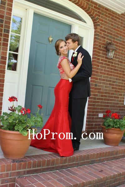 Red Prom Dresses,Mermaid Prom Dress,Satin Evening Dress