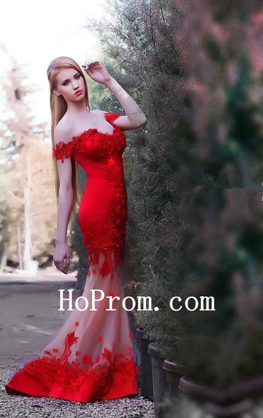 Off Shoulder Prom Dresses,Red Prom Dress,Mermaid Evening Dresses