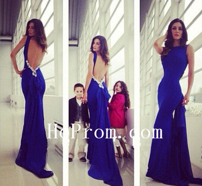 Backless Prom Dresses,Mermaid Prom Dress,Blue Evening Dress