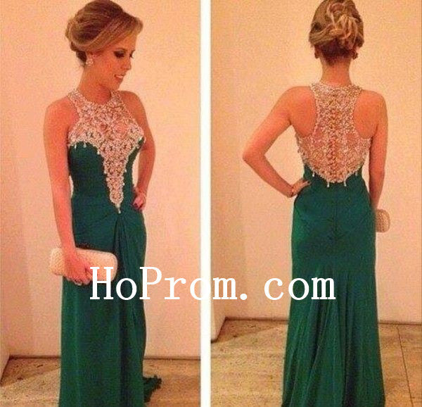 Hand Made Prom Dresses,Green Prom Dress,Long Evening Dress