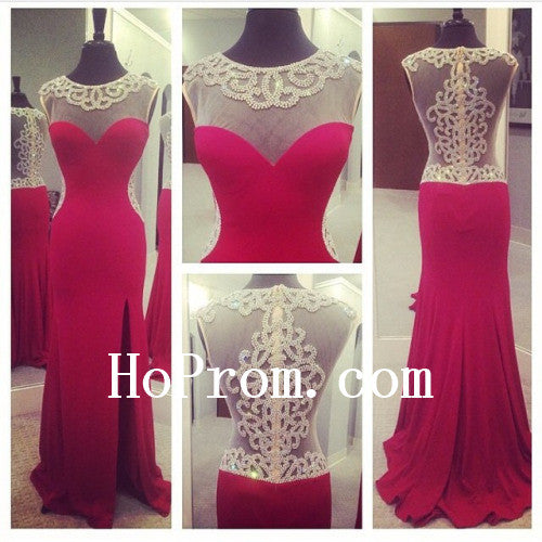 Red Backless Prom Dresses,Long Prom Dress,Evening Dresses