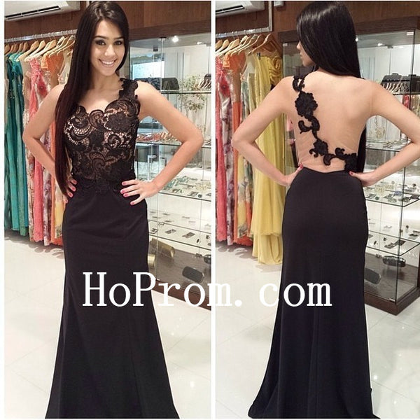 Backless Lace Prom Dresses,Black Prom Dress,Evening Dresses