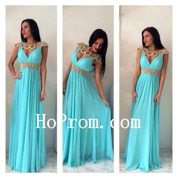 O-Neck Prom Dresses,Mint Prom Dress,Chiffon Evening Dresses