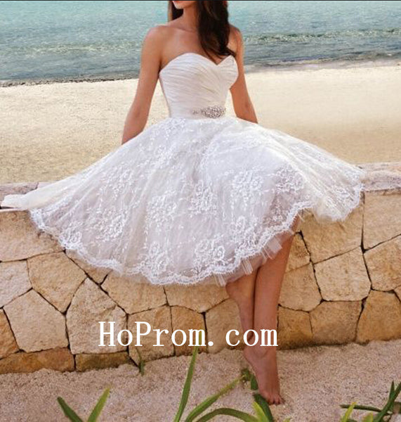 Lace Short Prom Dress,Tulle Prom Dress,White Evening Dress