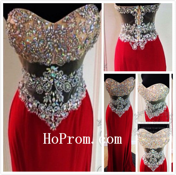 Red Sweetheart Prom Dress,Beading Prom Dress,Evening Dress