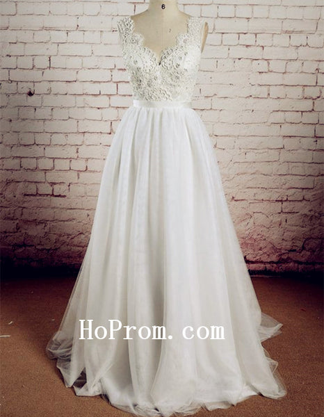 Classic Lace Wedding Dresses,White Prom Dress,Backless Evening Dresses