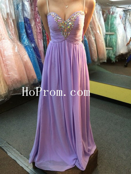 Lavender Prom Dresses,Spaghetti Straps Prom Dress,Evening Dress