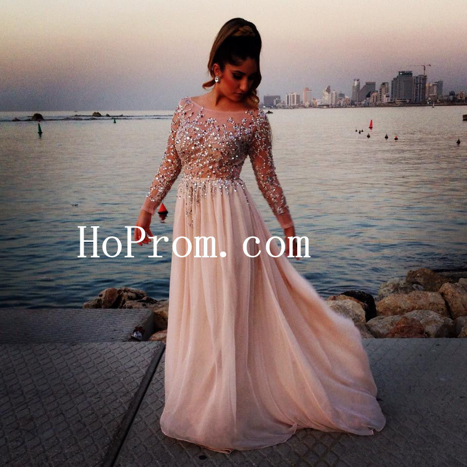 Sparkling Prom Dress,Long Sleeve Prom Dress,Evening Dress