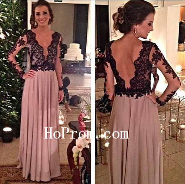 Lace Applique Prom Dresses,Long Sleeve Prom Dress,Evening Dress