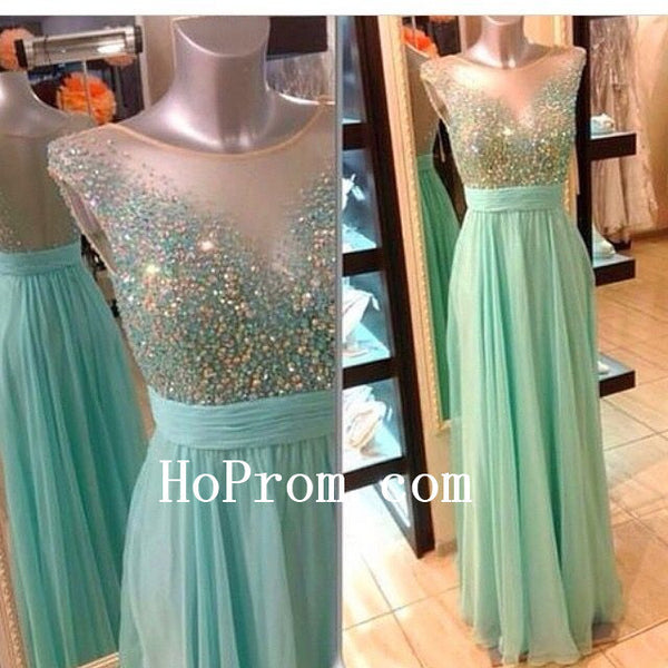 Beading Prom Dresses,Sparkle Prom Dress,Chiffon Evening Dresses