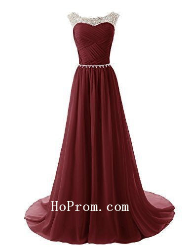 Long Prom Dresses,Maroon Prom Dress,Evening Dress