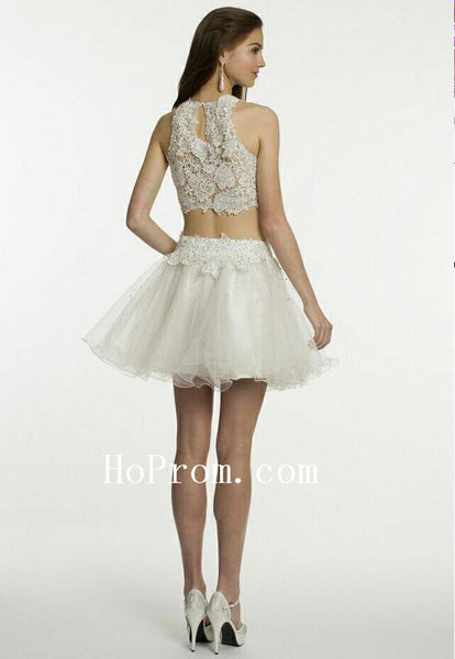 Cute White Prom Dresses,Lace Prom Dress,Short Evening Dresses
