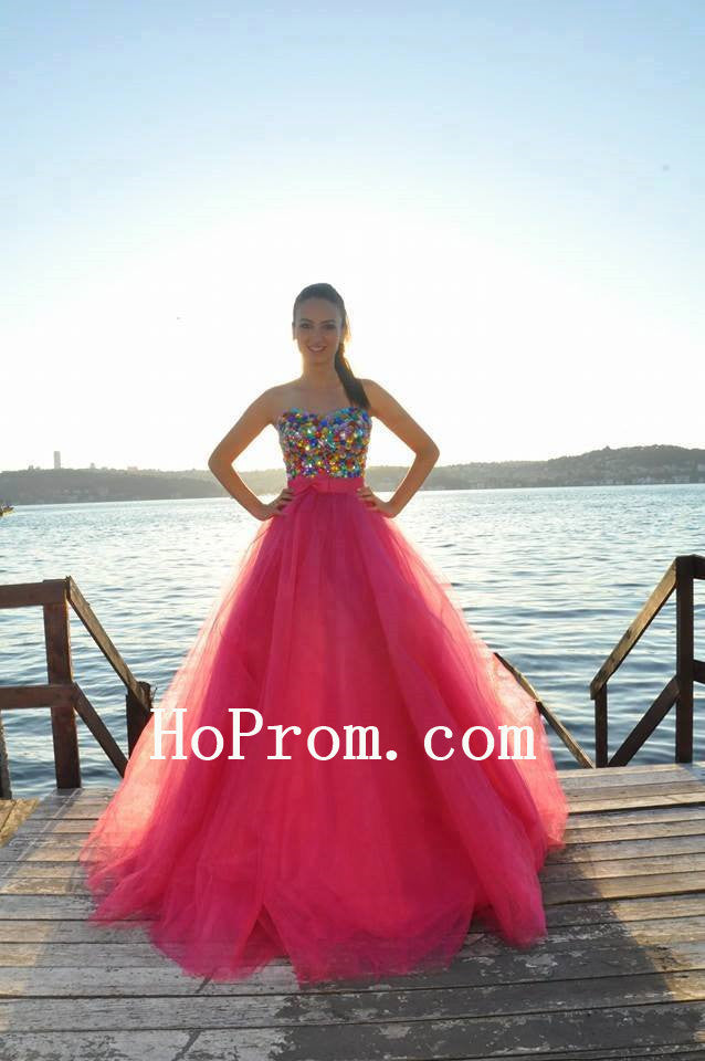 A-Line Prom Dresses,Colorful Crystal Prom Dress,Evening Dress