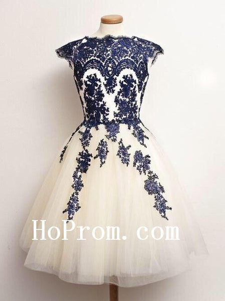 Knee Length Prom Dresses,Applique Prom Dress,Evening Dresses