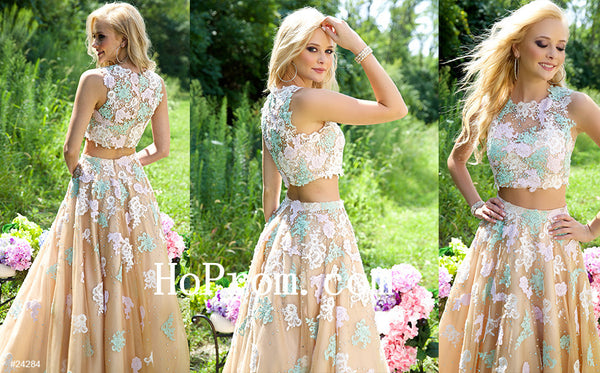 Flower Applique Prom Dress,Long Prom Dresses,Evening Dress