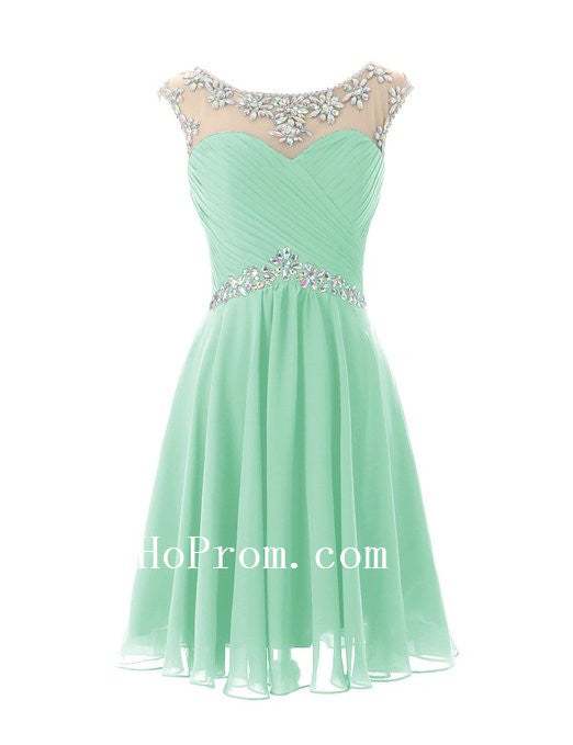 Short Prom Dresses,Sleeveless Prom Dress,Green Evening Dresses