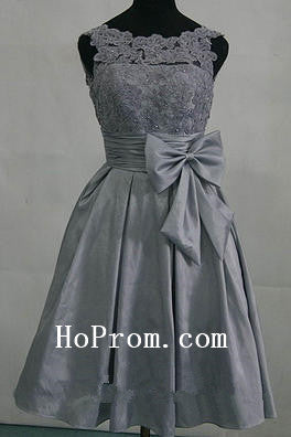 Grey Satin Prom Dresses,Prom Dress,Evening Dresses With Bow