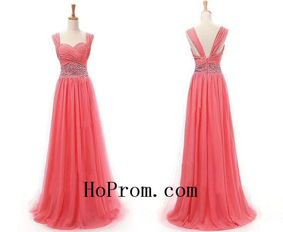 Watermelon Prom Dresses,Straps Prom Dress,Evening Dresses