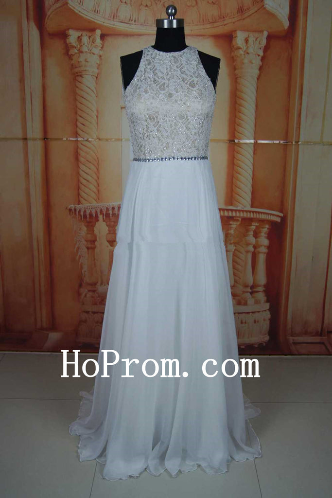 Lace Tulle Prom Dress,White Prom Dresses,Evening Dress