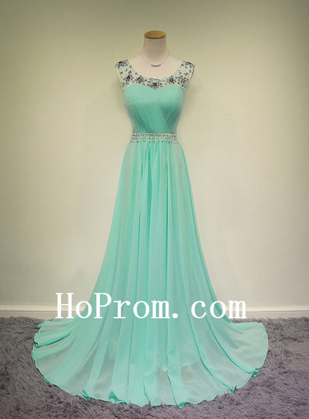 Long Prom Dresses,Mint Prom Dress,Chiffon Evening Dresses