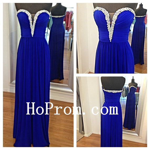 Sweetheart Beaded Prom Dress,Blue Prom Dresses,Evening Dress