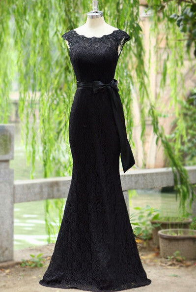 Mermaid Prom Dress,Lace Black Prom Dress,Evening Dress