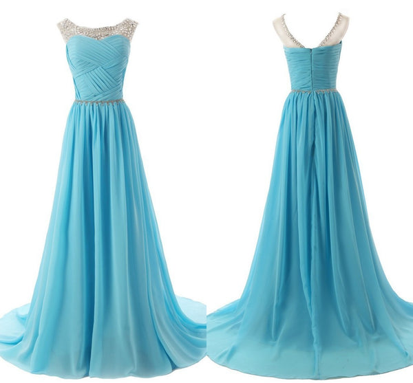 Long Prom Dresses,Light Blue Prom Dress,Evening Dress