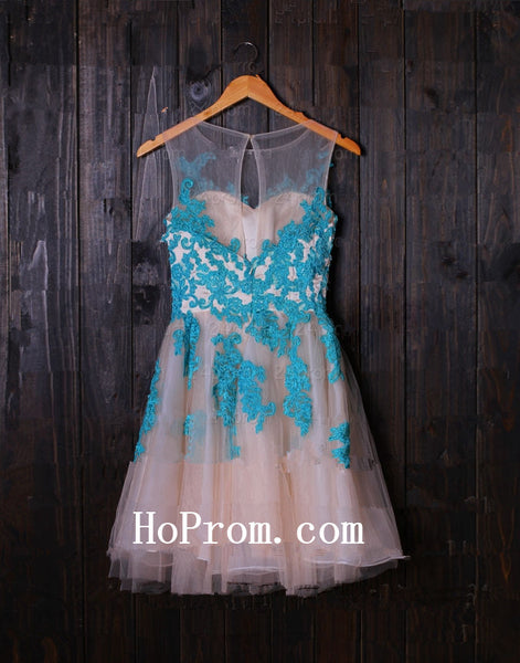 Applique Prom Dresses,Short Prom Dress,Sleeveless Evening Dresses