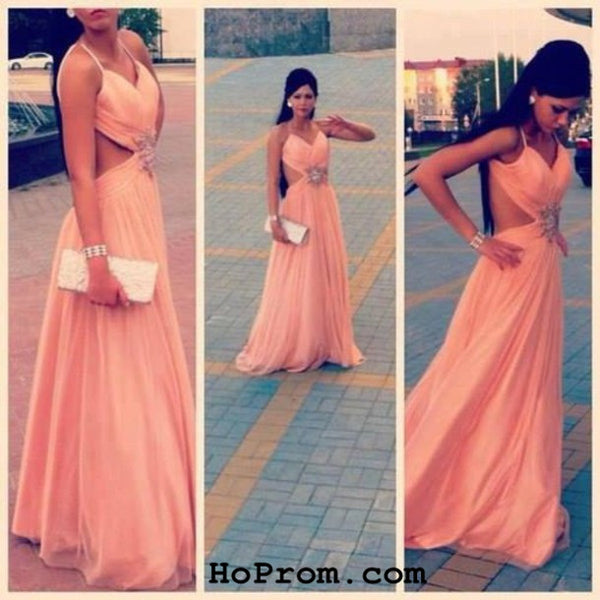 Charming Evening Dresses Backless Prom Dresses Chiffon Prom Dress