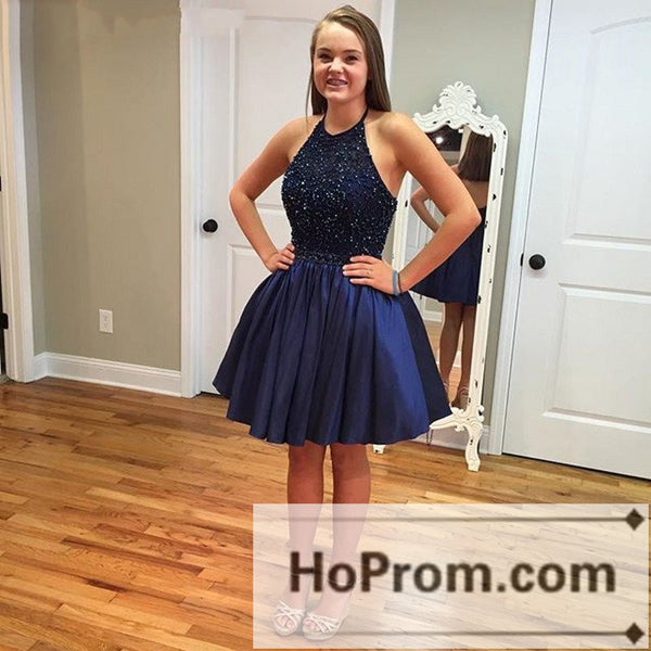 A-Line Halter Backless Short Prom Dresses Homecoming Dresses