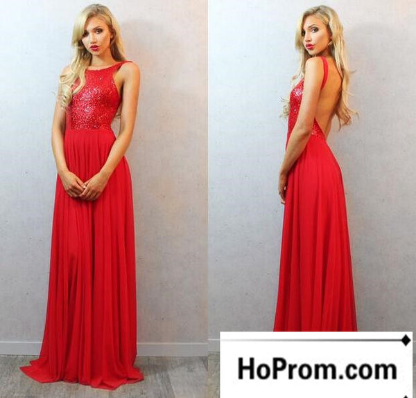 Open Back Red Seqins Prom Dress Evening Dresses