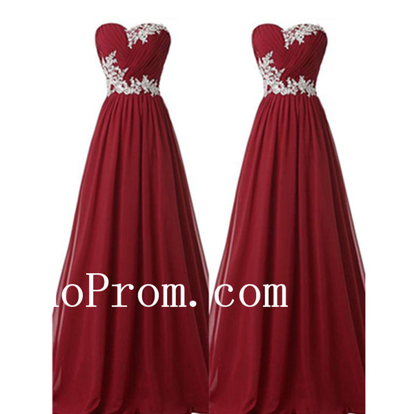 Strapless Chiffon Prom Dresses,Long Prom Dress,Evening Dress