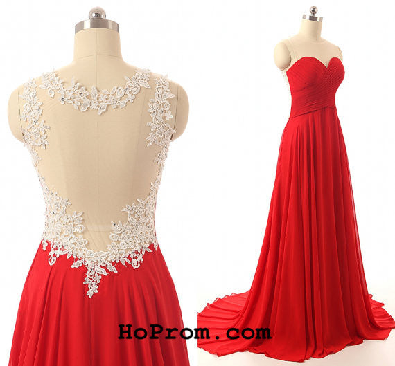 Red Backless Prom Dresses Red Prom Gown Lace Evening Gown
